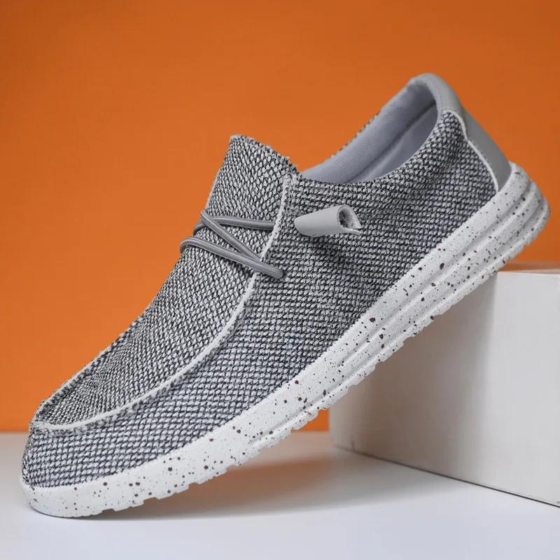 Mode 2024 Neue Herrenschuhe Mode Canvas Herren Freizeitschuhe Leichte Weiche Sohle Slipper Atmungsaktive Herren Vulkanisierte Schuhe Übergröße 48 46 grau