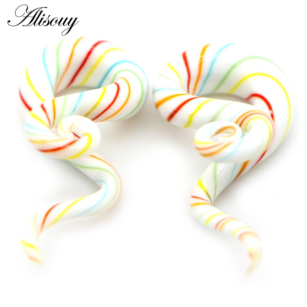 Ein Paar Pyrex-Glas-Ohrspirale, Kegellehre, Ohrstöpsel, Dehnung, Expander, Piercing, Glaslehre, Körperschmuck, Piercing 5mm bunt