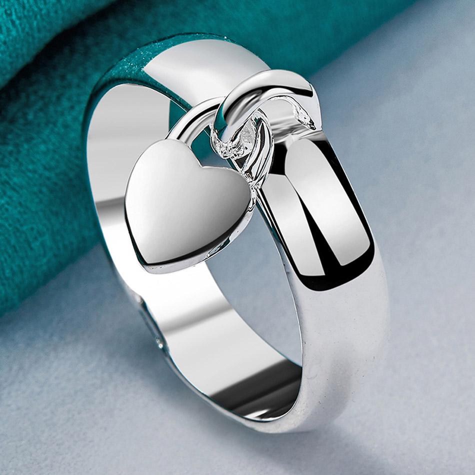 925 Sterling Silber Glattes Herz 6 7 8 9 10 Ring für Frauen Charm Hochzeit Verlobung Modeschmuck 9