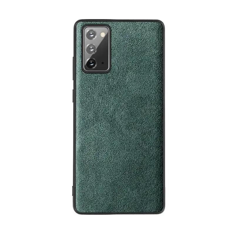 Luxus-Leder-Alcantara-Hülle für Samsung Galaxy S25 Plus S24 S21 S22 S23 Ultra S20 FE Note 20 Wildleder-Wende-Fell-Rückseite S22 grün