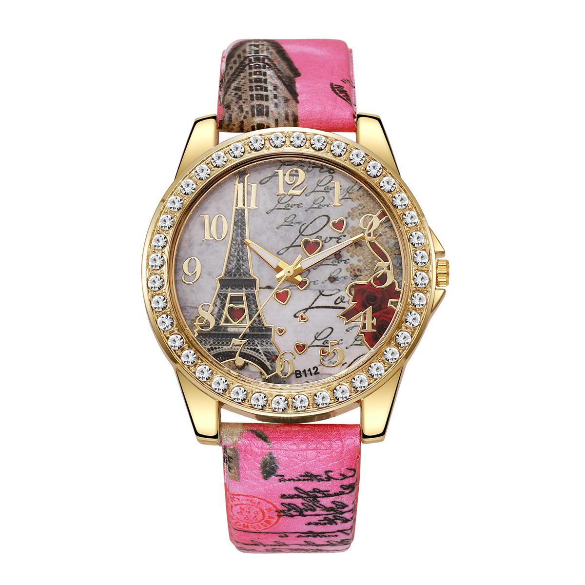 Mode Blumen Damenuhren Damen Lederarmband Analoge Quarz Uhr Reloj Mujer Mädchen Uhr Geschenk