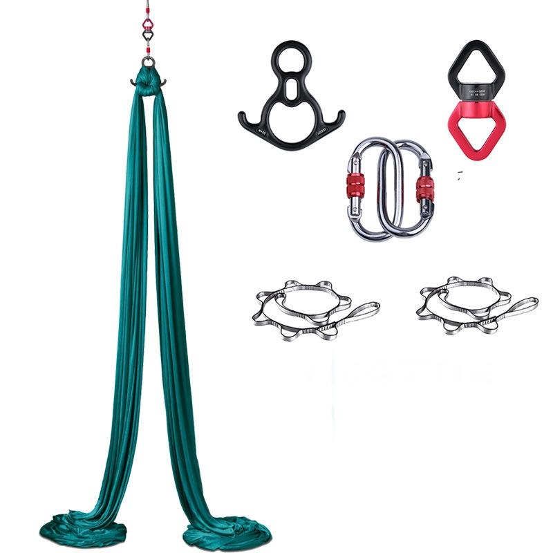 1,5x8M Aerial Yoga Schaukel Hängematte Set Nylon Home Outdoor Fitness Yoga Ausrüstung Hängematte Akrobatischer Tanz für Turner Bodybuilding grün