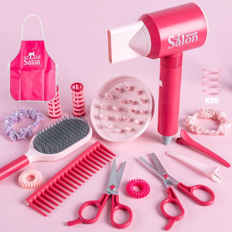Mädchen Schönheitsstudio Set Rollenspiel Puppe Friseur Föhn Lockenstab Haarstäbchen Simulation Make-up Frisier Spielzeug Geschenk
