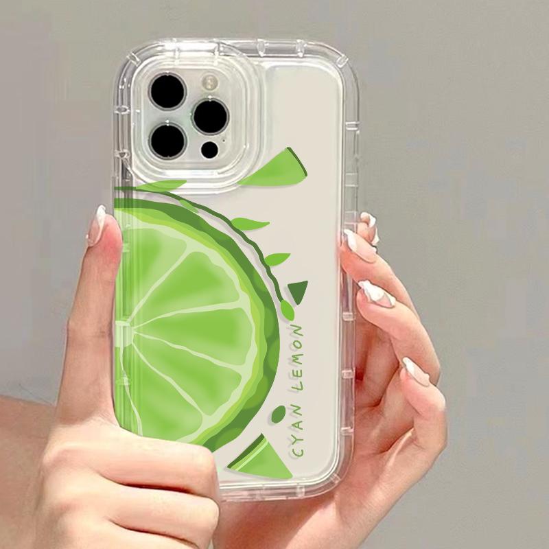 Fruit Lemon Clear Case für iPhone 16 Hülle iPhone 13 11 12 14 15 16 Pro Max 7 8 Plus X XR XS Max SE Stoßfeste Handyhülle For iPhone 16Pro Max white