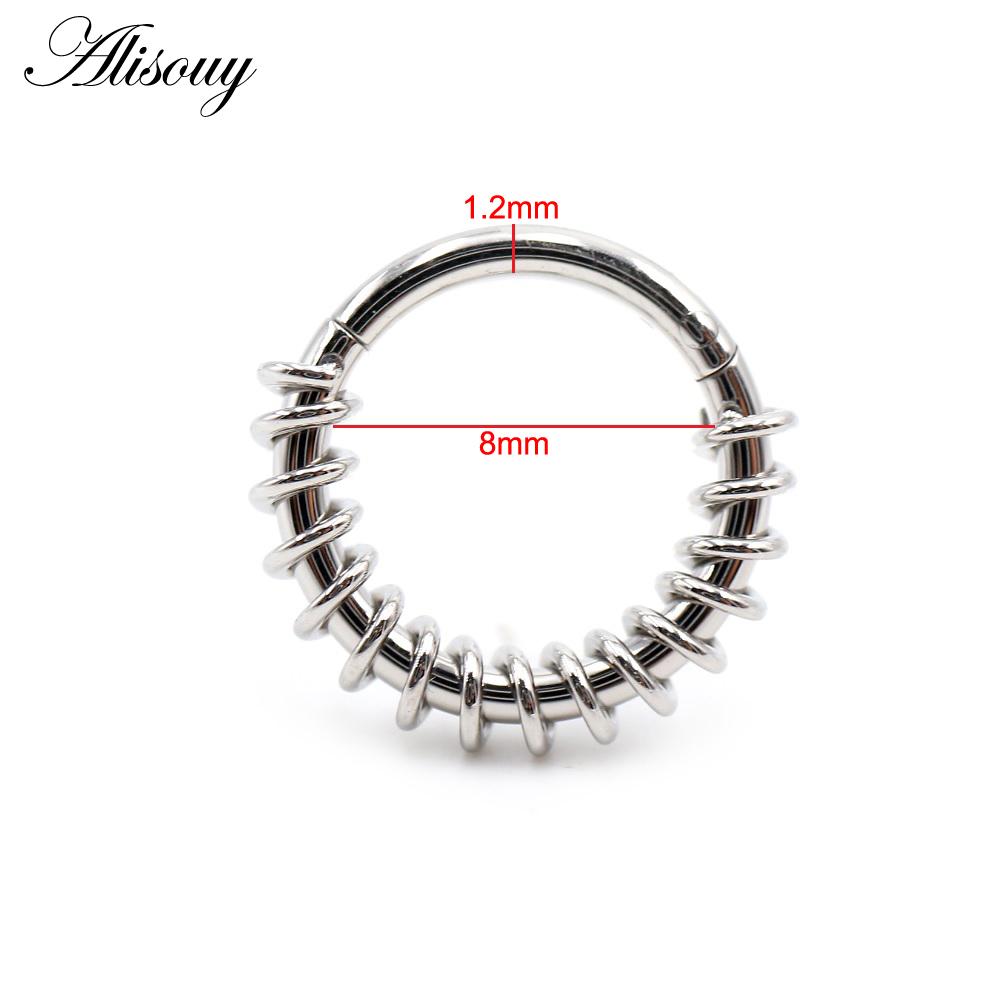 Alisouy 1 Stück Edelstahl Twist Draht rund Scharnier Clicker Nase Septum Ringe Hoop Knorpel Ohr Ohrringe Körper Piercing Schmuck 1.2x8mm