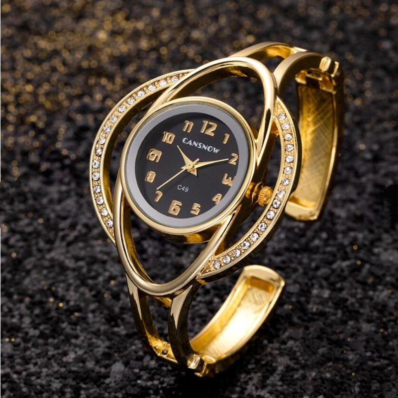 Luxus Uhr Weibliche Mode Edelstahl frauen Armband Armreif Uhren Damen Elegante Kleid Uhr Uhr Geschenk Dame schwarz/gold