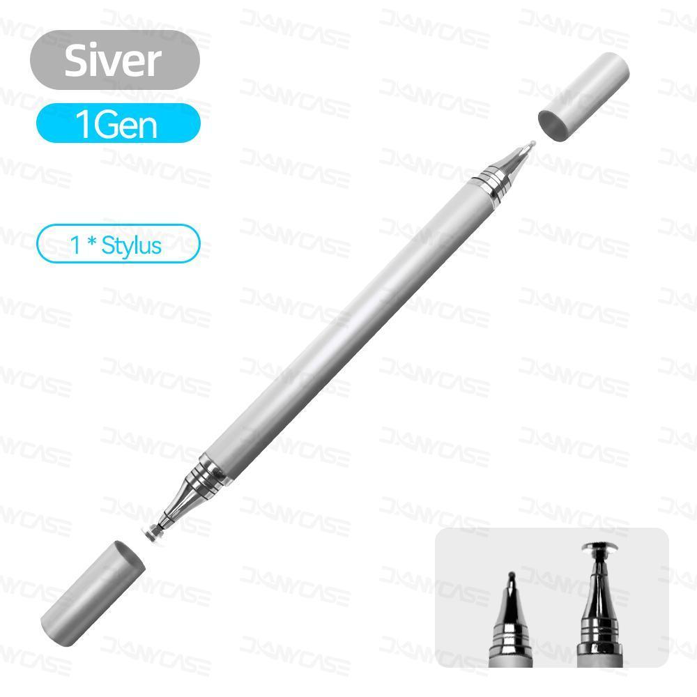 2 in 1 Universal Stylus Stift Für Tablet Mobile Android ios Telefon iPad Zubehör Zeichnung Tablet Kapazitiven Bildschirm Touch Stift silber