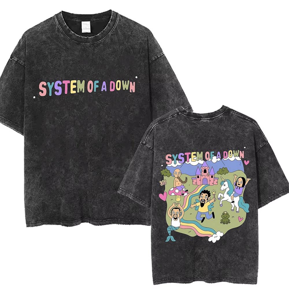 System Of A Down Toxicity Album Grafik Ausgeblicktes T-Shirt Herren Damen Rock Oversize T-Shirts Männlich Vintage Alternative Metal T-Shirts L gray