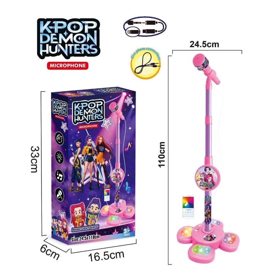 Anime KPop Dämonenjäger Zubehör Kinder Mikrofon Blendende 5 Lichter Jungen und Mädchen Mikrofon spielt Lieder Spielzeug Geschenke box may be damaged