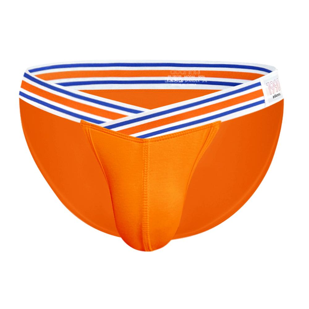 Hoch geschnittene Herrenslips Sexy V Niedrige Taille Großer U-Beutel Unterwäsche Für Männer Mode Seitenetiketten Bequeme Herren Hüftanhebende Unterhosen M orange