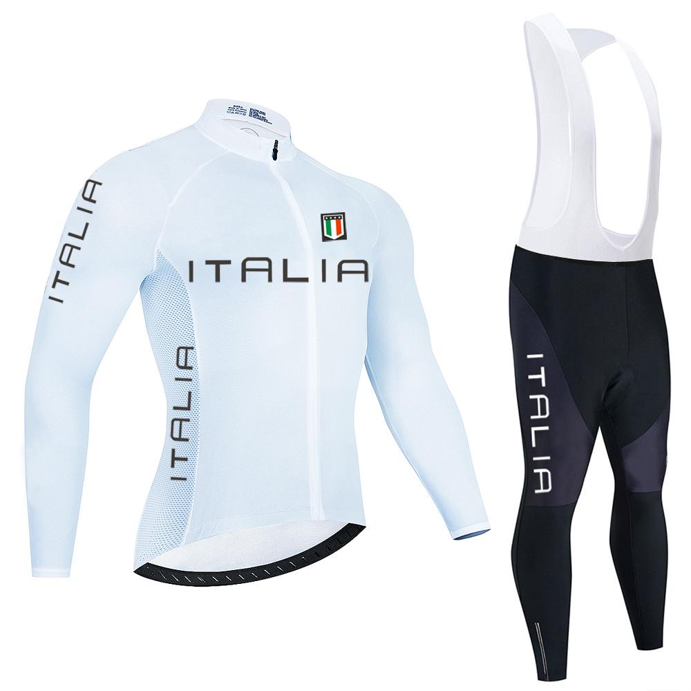 ITALIA Neues Pro Team Atmungsaktives Langarm Herren Fahrradtrikot Set MTB Fahrradbekleidung Herbst Fahrradkleidung Maillot Ropa Ciclismo M