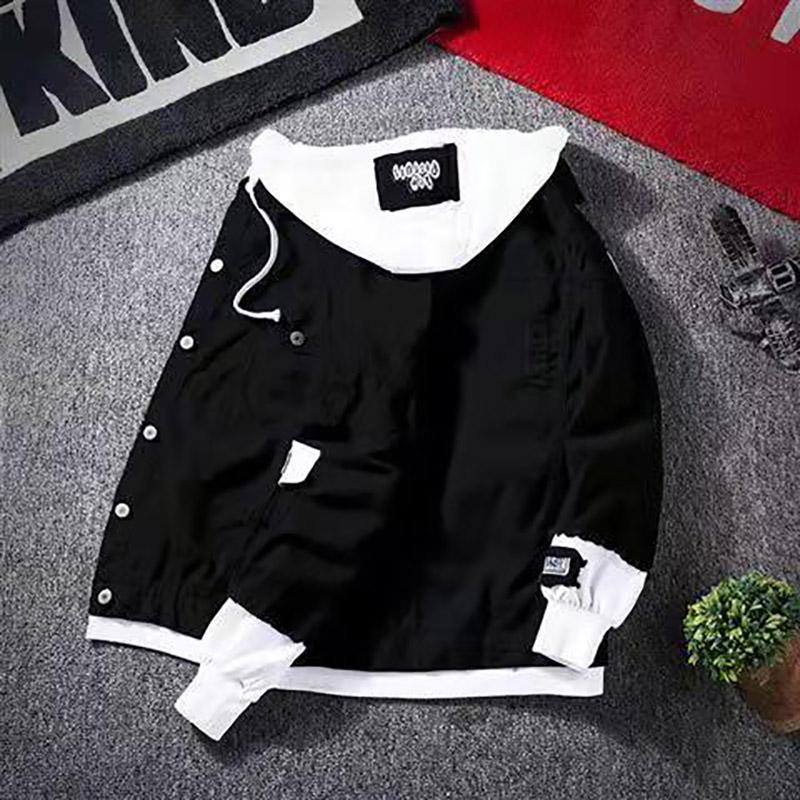 Herbst-Damenjacke, modische Jeansjacke mit Kapuze, zerrissene Bomberjacke, Damen-Basic-Jeansjacke XXL schwarz