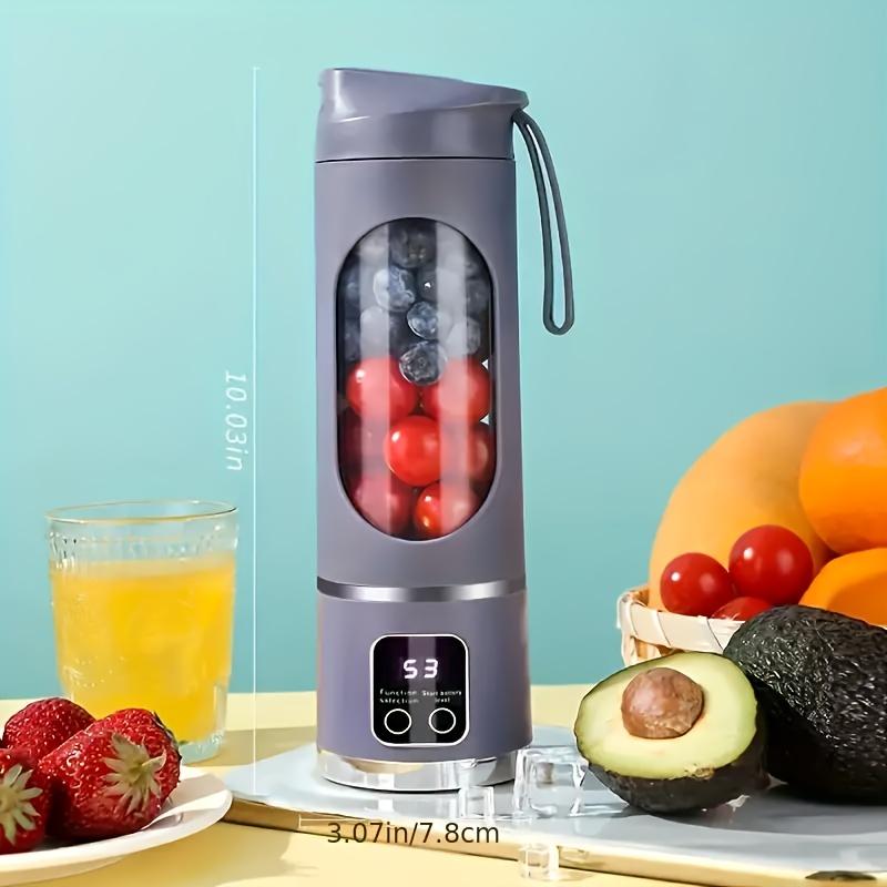 Tragbarer Entsafter mit USB-Aufladung – Mini-Mixer mit 10 Klingen, Digitalanzeige, drei Modi, leicht zu reinigen, ideal für Smoothies und frischen Saft violett