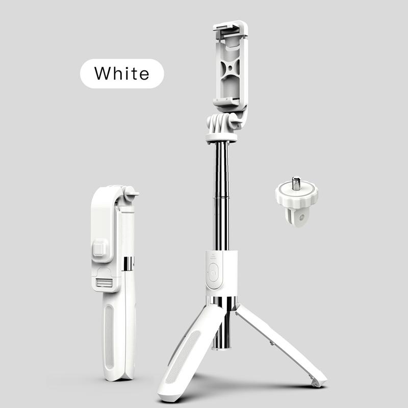4-in-1 kabelloser Bluetooth-Selfie-Stick, faltbares Stativ und universelles Einbeinstativ für Smartphones für Gopro und Sport-Action-Kameras weiß