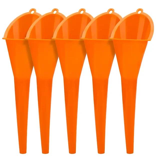 Auto Langen Stiel Trichter Benzin Öl Kraftstoff Füllung Werkzeuge Anti-splash Kunststoff Öl Trichter Motorrad Tanken Werkzeuge Auto Zubehör 5PCS gelb