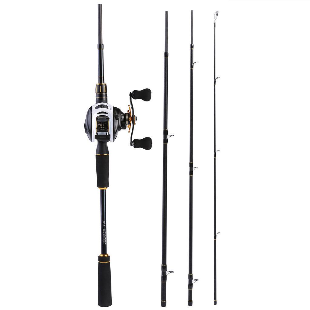 Sougayilang Angelruten-Angelrollen-Set, Casting-Angelruten-Kombinationen, 4 Abschnitte, Baitcaster-Rute Right Hand
