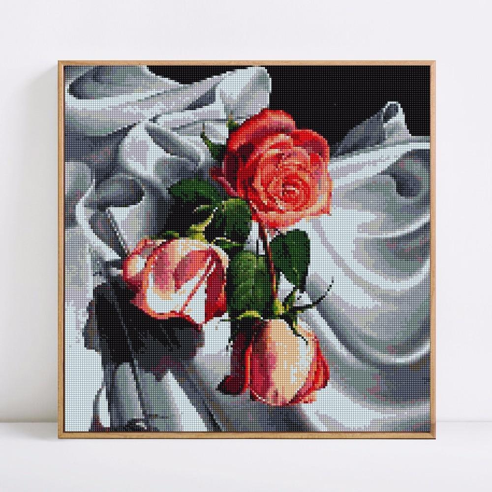 Diamant-Stickerei, komplettes Display, Blumen, Diamant-Gemälde mit runden Steinen, Blumen-Heimdekoration 30x30