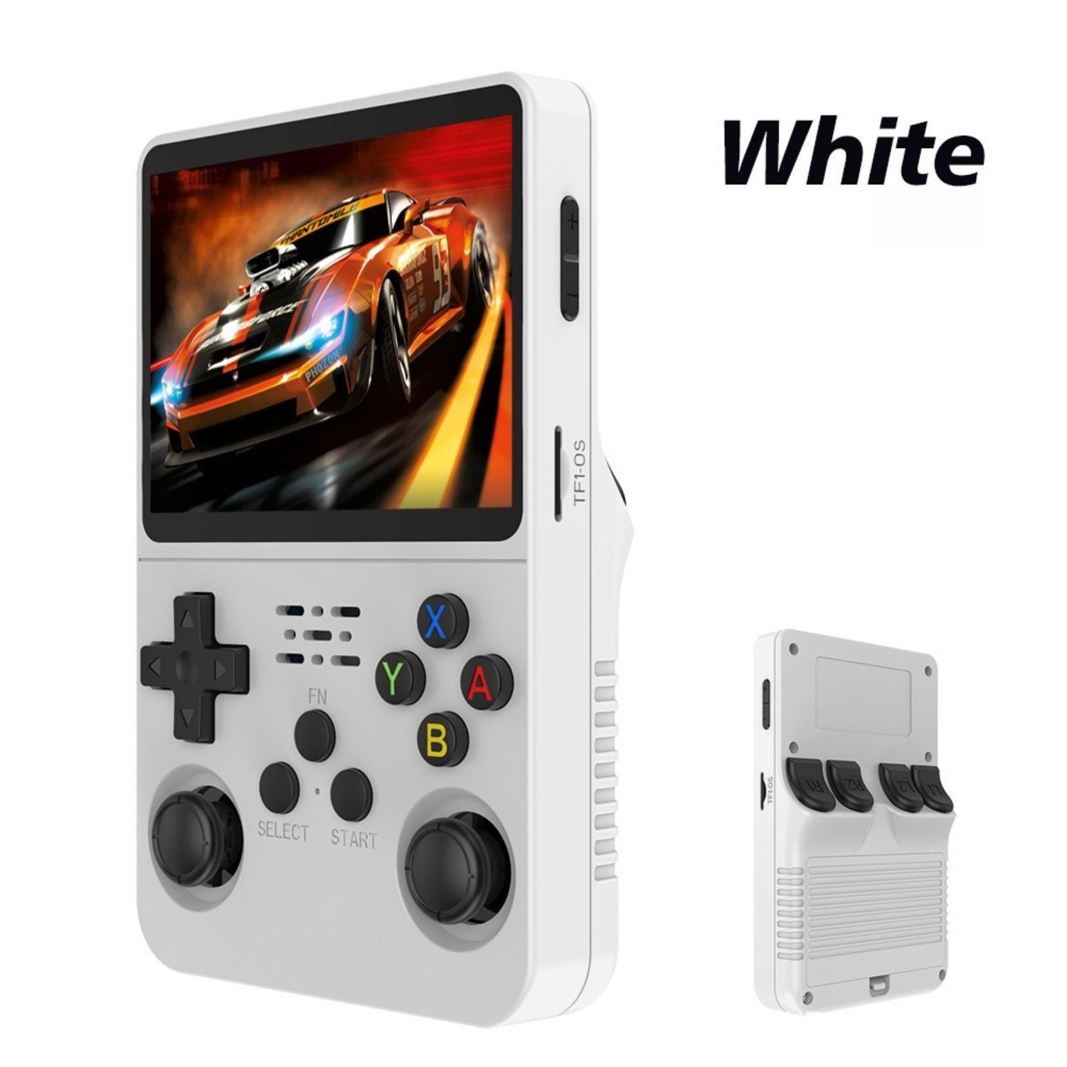 R36S Retro Handheld-Spielkonsole, 3,5-Zoll-IPS-Bildschirm, 20.000+ vorinstallierte Spiele, 20+ Emulatoren, 64GB/128GB Mini-Spielkonsole 64GB weiß