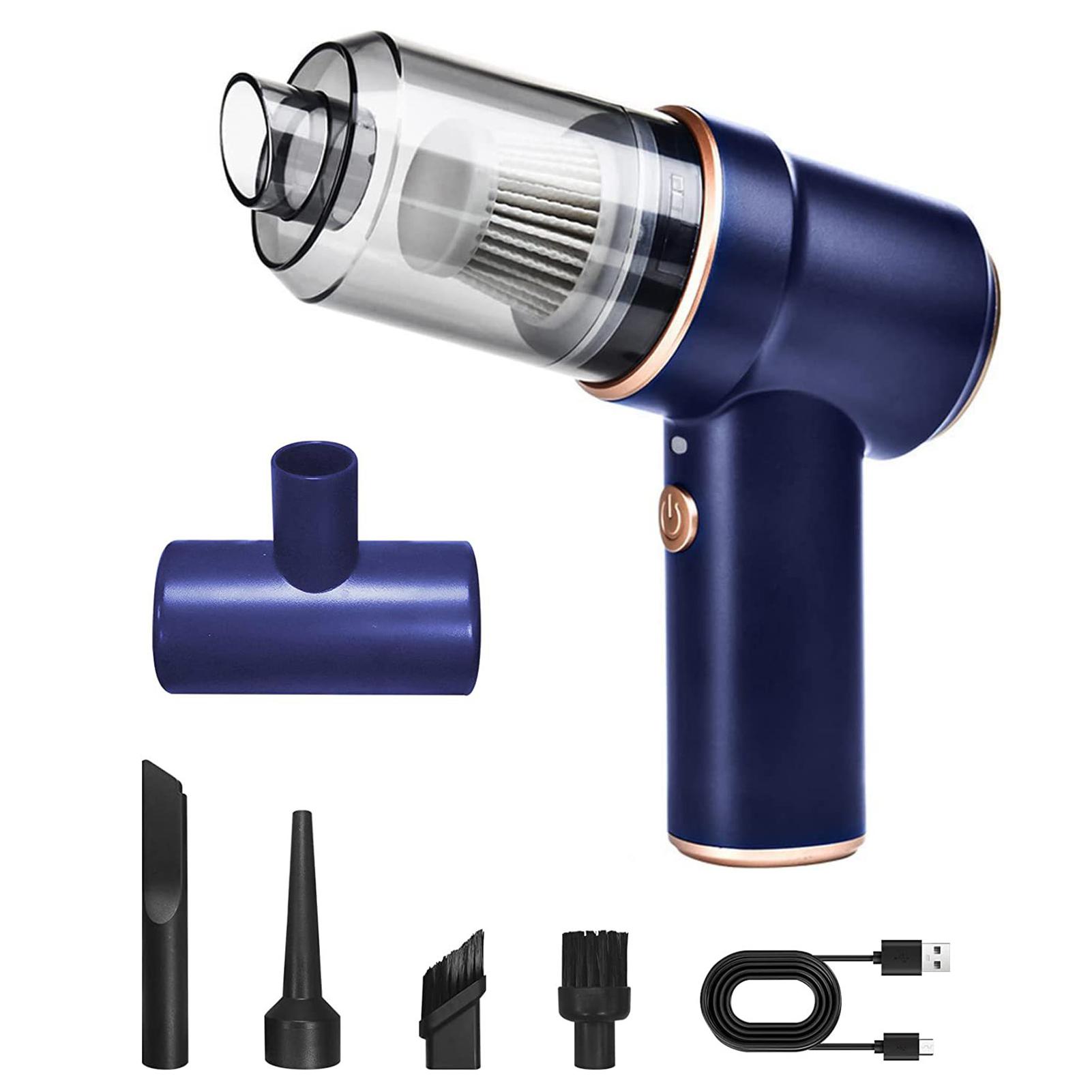 3-in-1-Mini-Staubsauger mit starker Saugleistung für das Auto, 4000 Pa, leistungsstarker bürstenloser Motor, kabelloser Handstaubsauger Deluxe Model blau