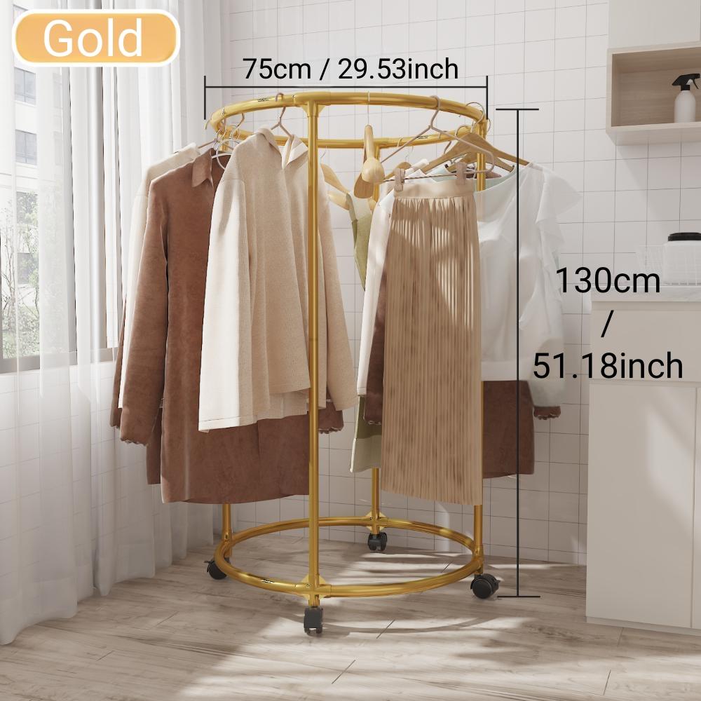 Display Hängender Kleiderständer 360° Drehbarer Runder Wäscheständer Mit Rad Für Schlafzimmer Balkon Bekleidungsgeschäft Live-Übertragungsraum gold
