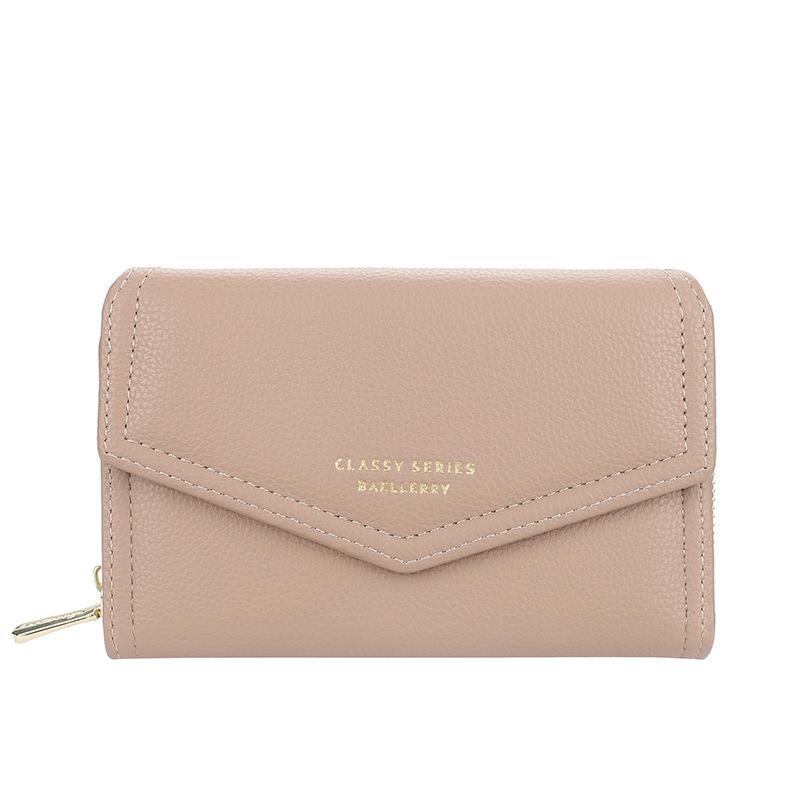 Baellerry Damen-Geldbörse mit Reißverschluss, kurzes Leder, Kartenhalter, modische Mini-Handtaschen, Münzgeldbörse 15cm*10cm*4cm dunkel rosa