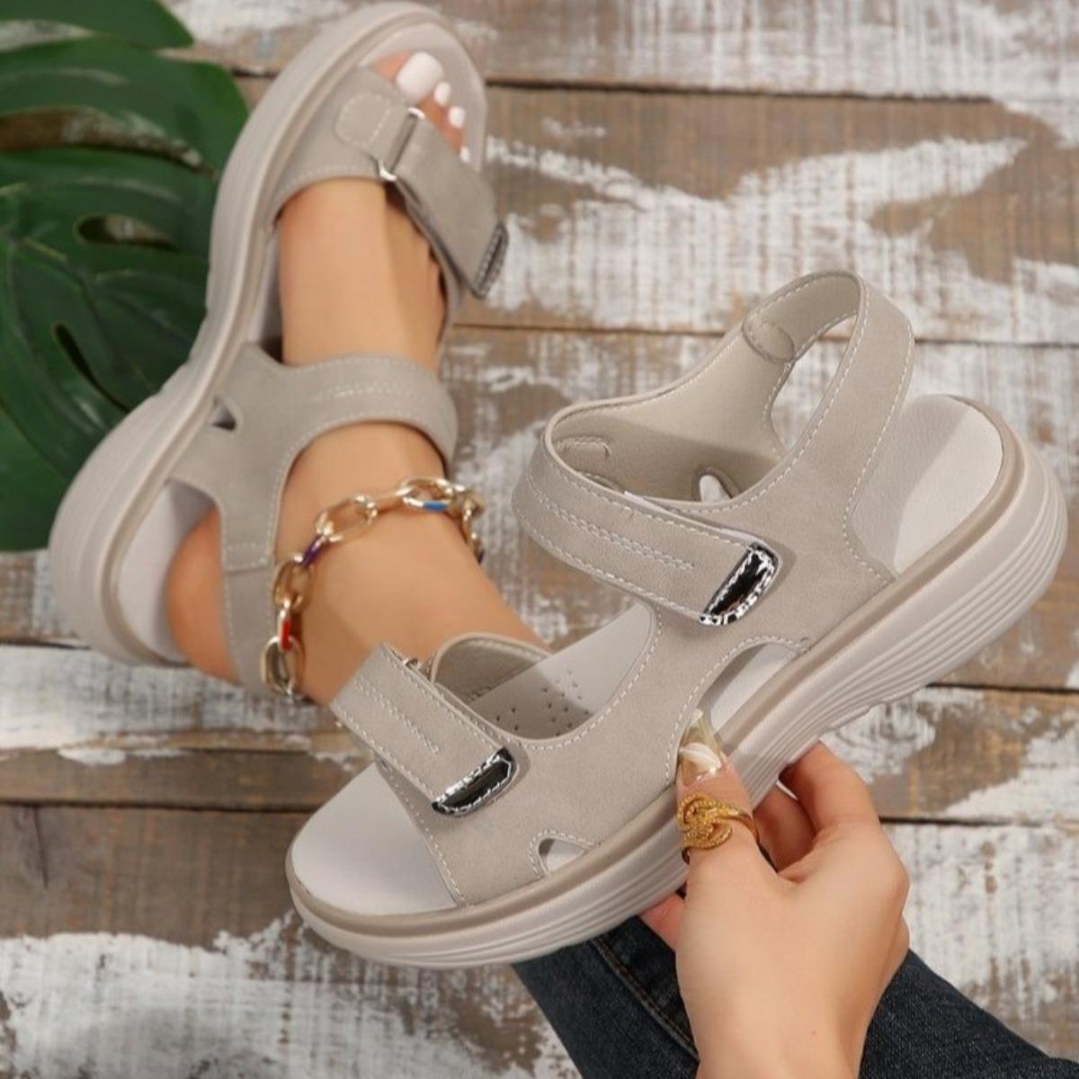 Elegante Mary Jane Sandalen für Damen - Atmungsaktive Zehenpartie und gepolsterte Innensohle, Bequemes Sommer-Strand-Keilabsatzdesign - Outdoor-Bekleidung | Zehensandalen 41 graue