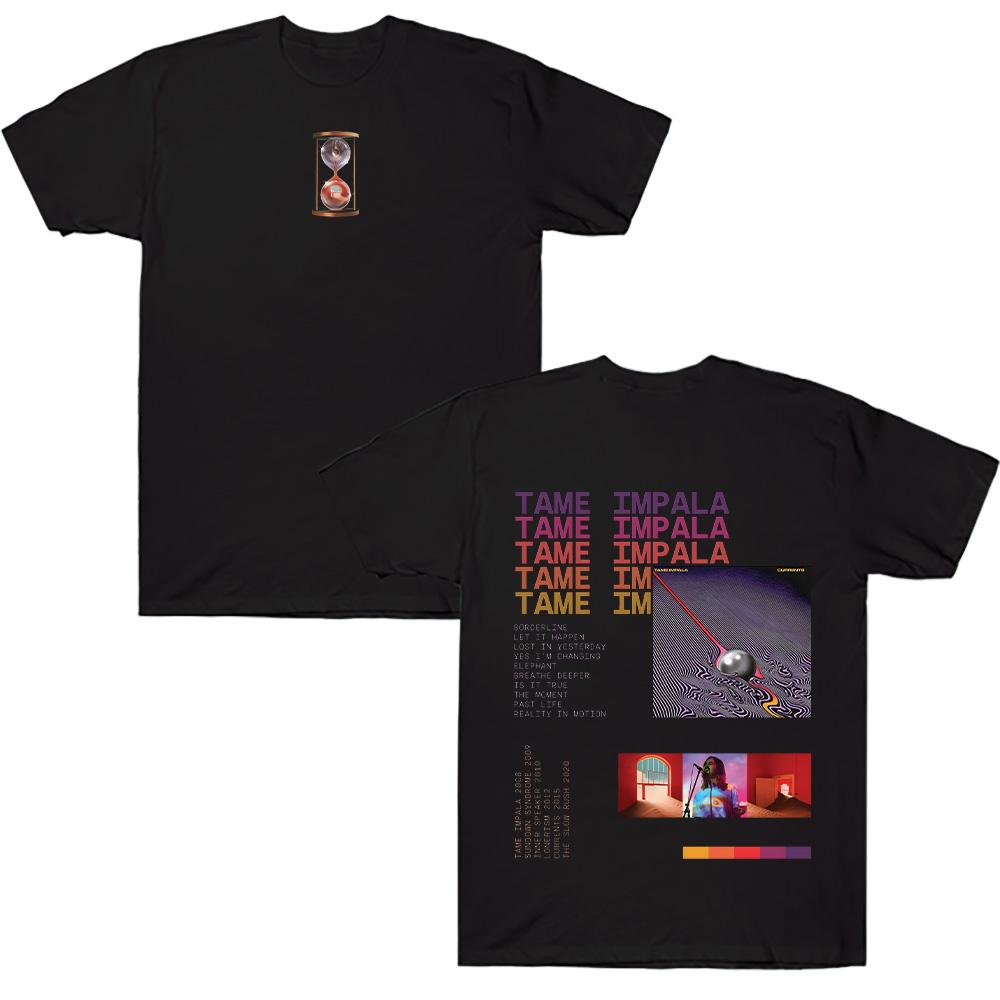 Tame Impala T-Shirts Vintage Tame Impala Currents Grafik-T-Shirt Unisex Trendy Baumwoll-T-Shirts Sommer Neues Design Geschenk für Fans T-Shirts S schwarz