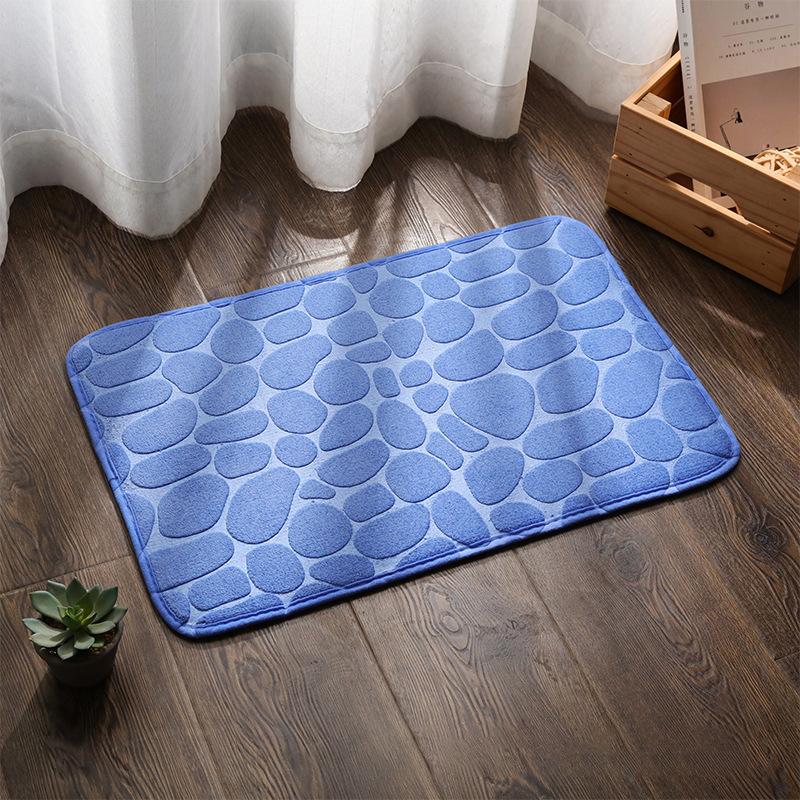 Kopfsteinpflaster geprägte Badezimmer-Badematte, rutschfeste Teppiche im Waschbecken, Badewanne, seitlicher Bodenteppich, Duschraum-Fußmatte, Memory-Schaum-Pad 40*60cm blau