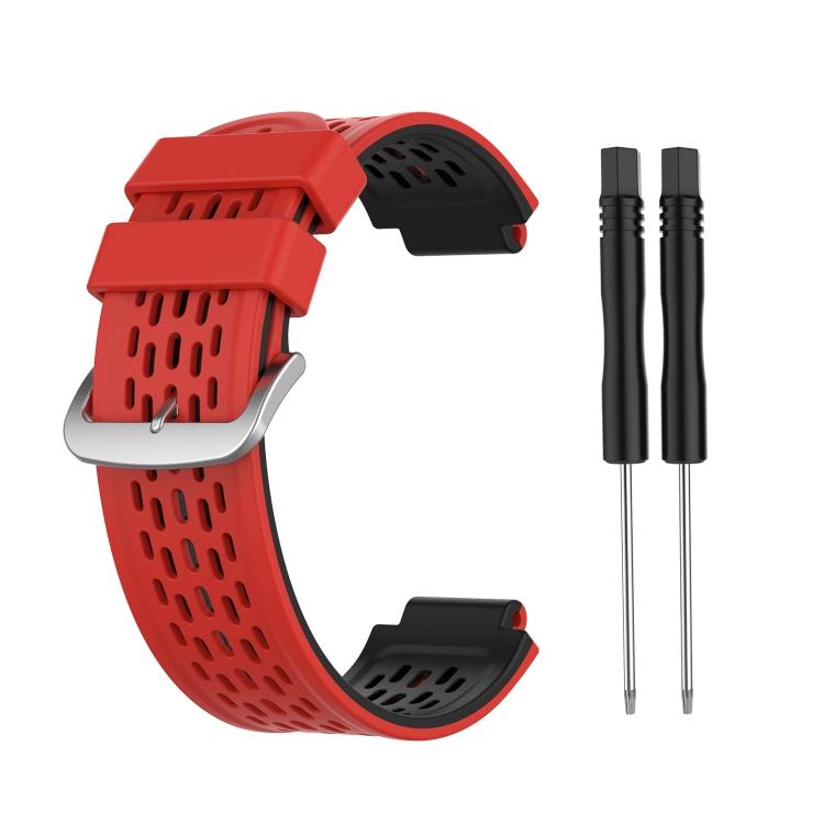 Für Garmin Approach S2 / S4 Zweifarbiges Silikon-Uhrenarmband(Schwarz Gelb) For Garmin Approach S2 / S4 rot