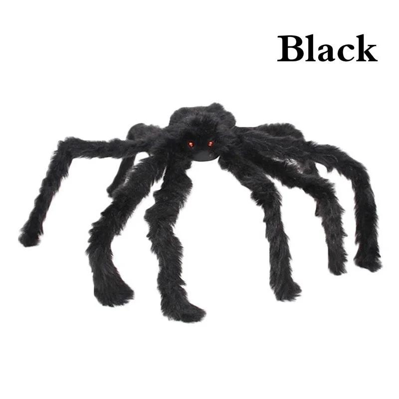 Horror Riesen Schwarze Plüschspinne Halloween Party Dekoration Requisiten Kinder Spielzeug Spukhaus Deko Geschenk 90 cm