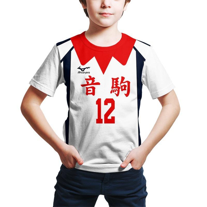 Kinder T-Shirt 3D Druck Volleyball Jugend Cosplay Anime Kostüm Cosplay Bedruckte Kinderbekleidung 3D T-Shirt 170 red