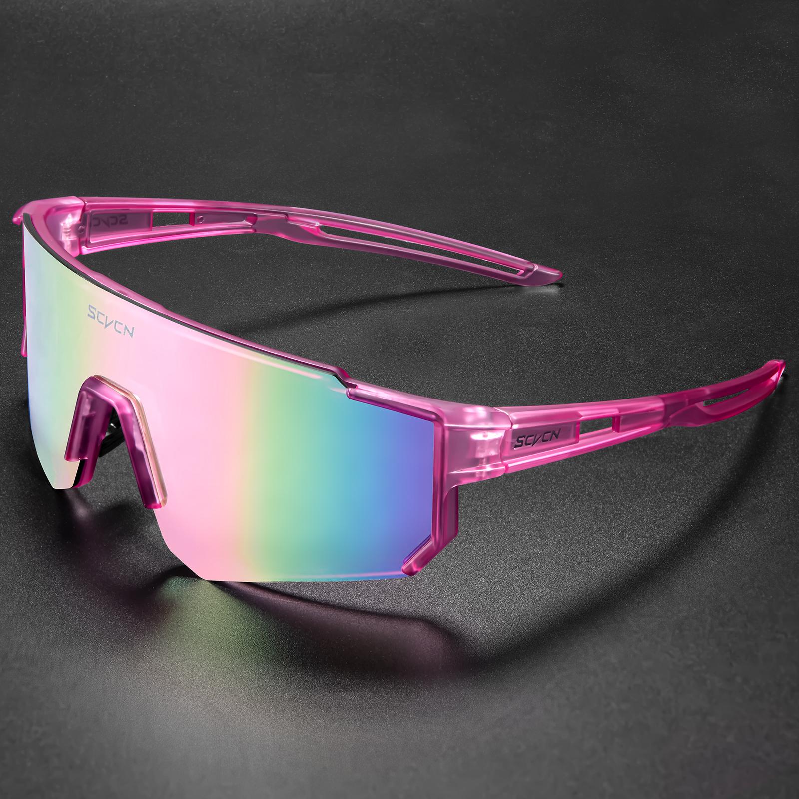 SCVCN Sonnenbrillen für Herren Sport Radbrillen Fahrrad Mountainbike Wandern Camping Golf UV400 Schutzbrillen Damen Baseball pink
