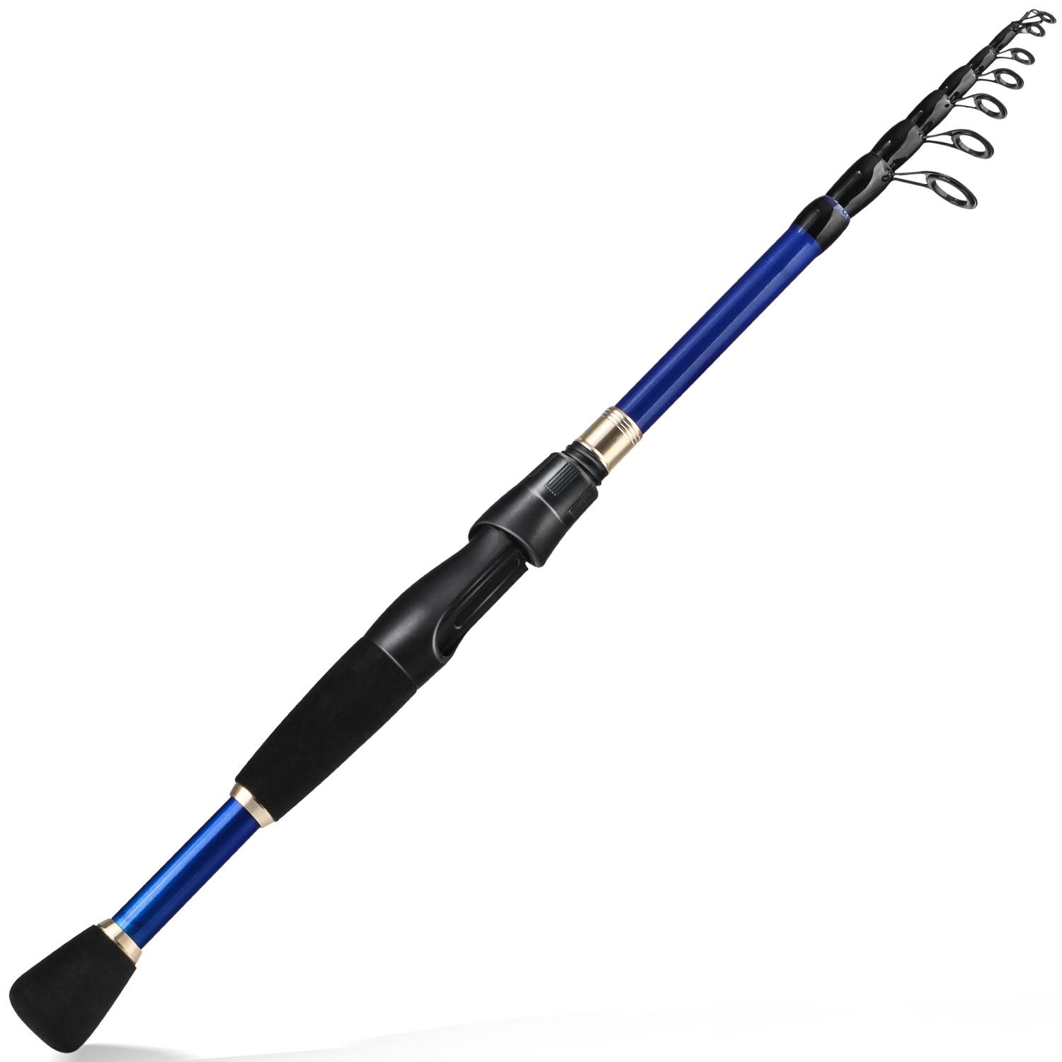 Teleskop-Angelrute, 1,8–2,4 m, 99 % Kohlefaser, Spinn-Angelrute für Reisen, Outdoor, Bass-Pesca-Angelruten 2.4 m blau