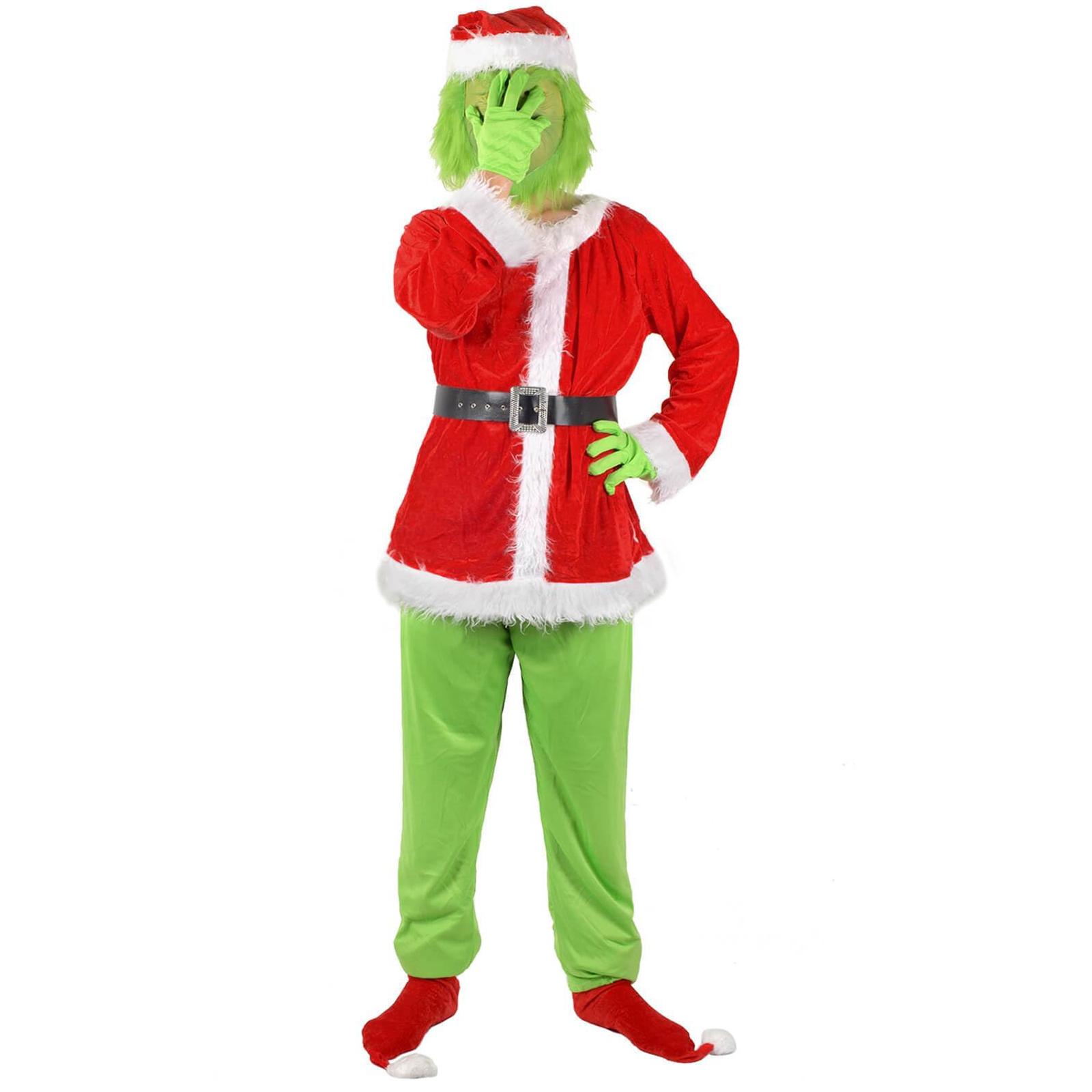 Weihnachtsgrüne Kostüme-Kinder Felliges Weihnachts-Cosplay-Kostüm Weihnachtsmann-Outfit-Sets 120 grün