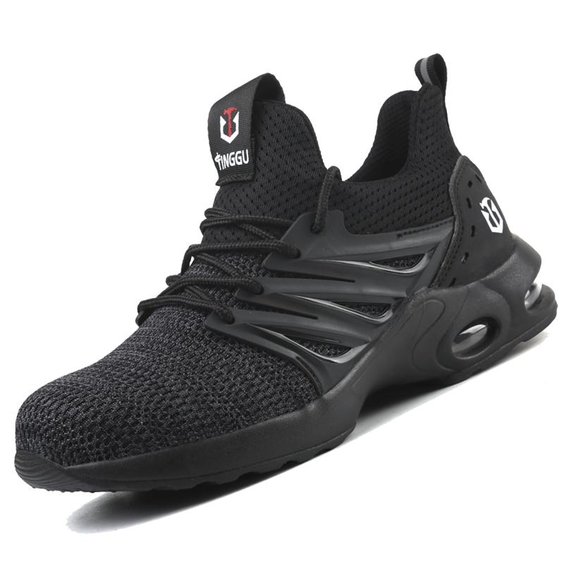 Leichte Sicherheitsschuhe mit Luftpolster für die Arbeit, für Männer und Frauen, atmungsaktive Arbeits-Sneaker, Schuhe mit Stahlkappe, durchtrittsicherer Fußschutz 41 schwarz