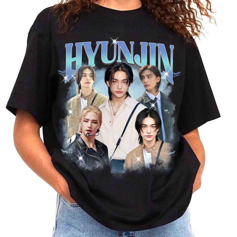 2026 Vintage 90er Bootleg Style Hyunjin Stray Kids T-Shirt, Stray Kids Kpop T-Shirt, Hyunjin Stray Kids Welttournee T-Shirt, Stray Kids Mitglied T-Shirt Y2K L