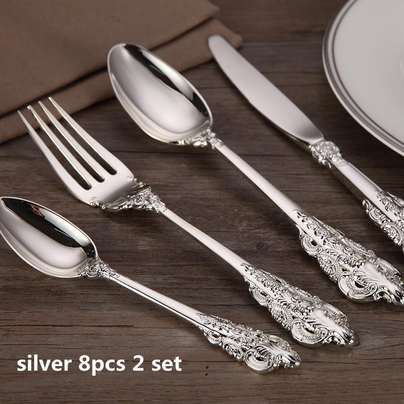 4-24 stücke Luxus Versilbert Geschirr Hochzeit Besteck Weihnachten Geschenk Besteck Geschirr Abendessen Messer Gabel Teelöffel Restaurant