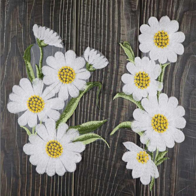 1 Set Neue Sonnenblume Stickerei Patches für Kleidung Kleidung Aufkleber Streifen Nähen-auf Kleid Applique DIY Loch Reparatur