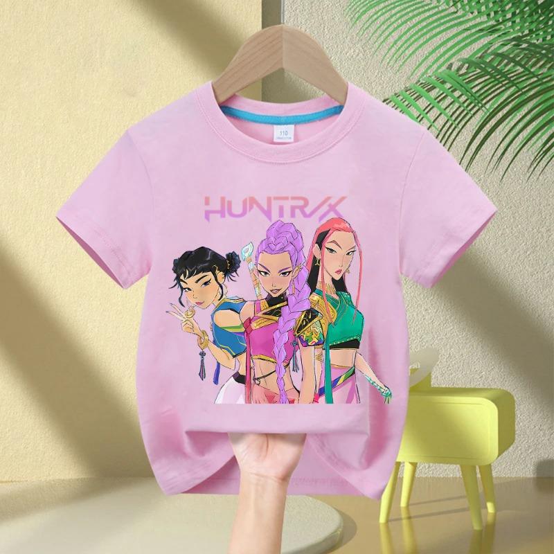 2025 Film Rundhals Cartoon Mädchen Jungen T-Shirt Kinder T-Shirt KPop Dämonenjäger Print Mode Lässige Oberteile Lässige Baby Mädchen Kleidung 130cm