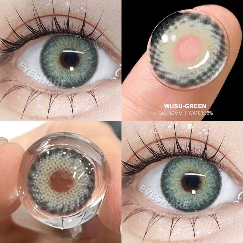 EYESHARE Modische Farbige Kontaktlinsen, Schwarze Big Eye Kontaktlinsen, Braune Linsen, Braune Mode-Linsen, 1 Paar Off-White Farbige Kontaktlinsen