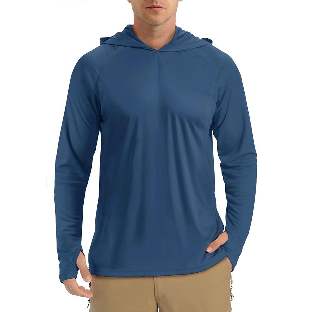 UPF 50+ Langarm-T-Shirts für Herren, Kapuzenpullover, Sonnen-/UV-Schutz, Outdoor-Wander-T-Shirt, Sonnenschutz-Shirts, Tops, Herren-Kapuzenpullover XXL navy blau