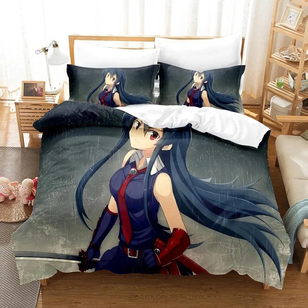 Anime Akame ga Kill Esdeath Bettwäscheset Jungen Mädchen Twin Queen Size Bettbezug Kissenbezug Bett Kinder Erwachsene Heimtextilien 70x133cm 2pcs
