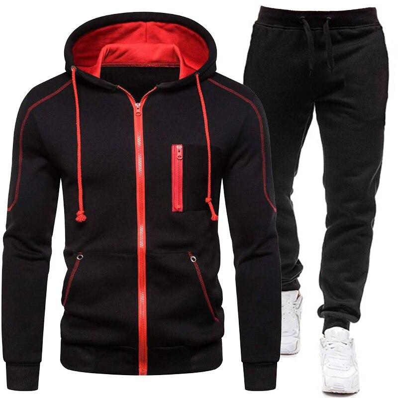 Herbst Winter Herren Trainingsanzüge Mäntel und Hosen Zweiteiliges Set Casual Streetwear Jacken Outdoor Jogginganzüge für Männer 3XL