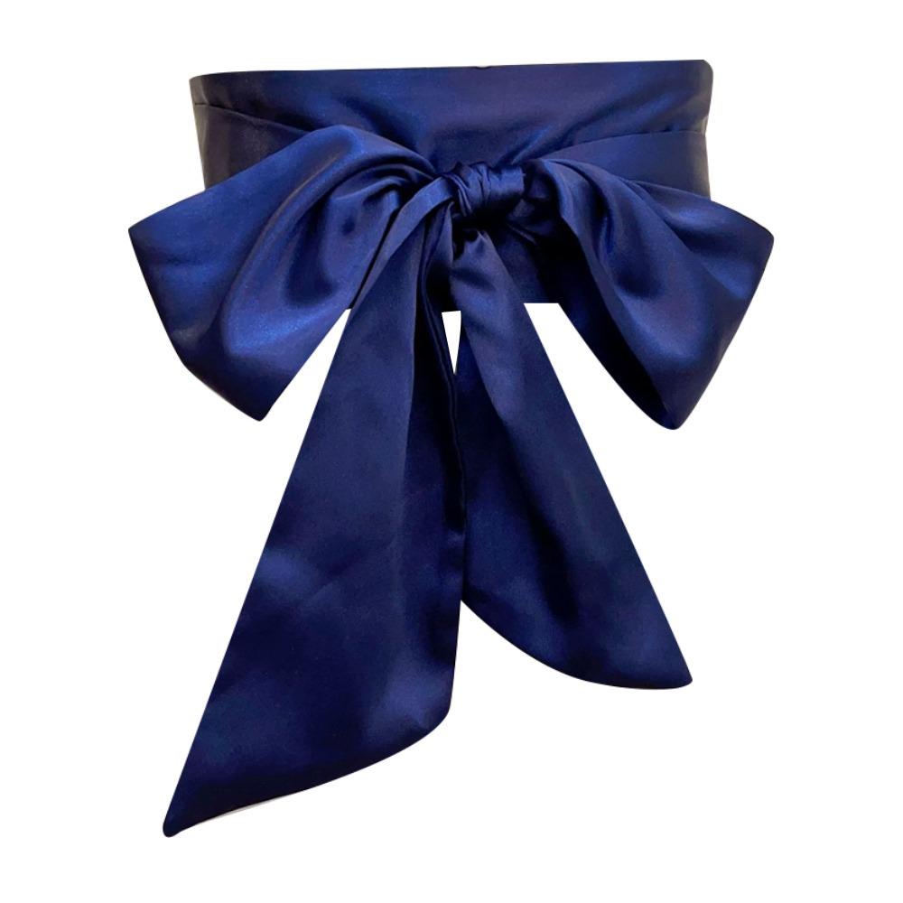 Dekorative Schleife Korsett Taillengürtel Satin Seide Schnürung Taillenband Riemen Für Röcke Kleid Top Kleidung navy blau