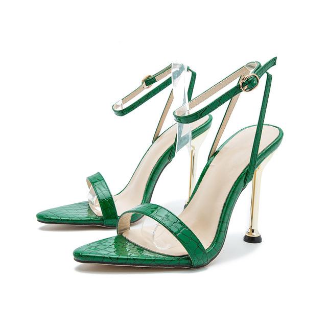 Knöchelriemen Damen Sandalen Damen High Heels Sommer Sexy Damen Pumps Spitzschuh Damen Party Schuhe Sandalias De Mujer 39 grün