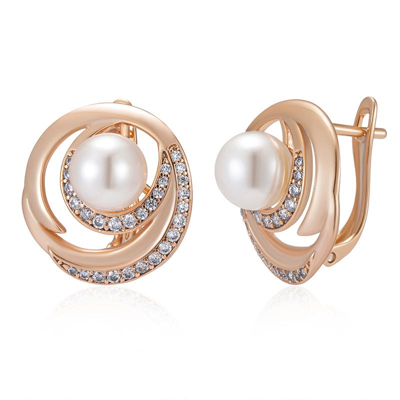 Kinel Rose Gold Farbe Tropfen Ohrringe Für Frauen Natürliche Zirkon Vintage Braut Hochzeit Edlen Schmuck rose gold