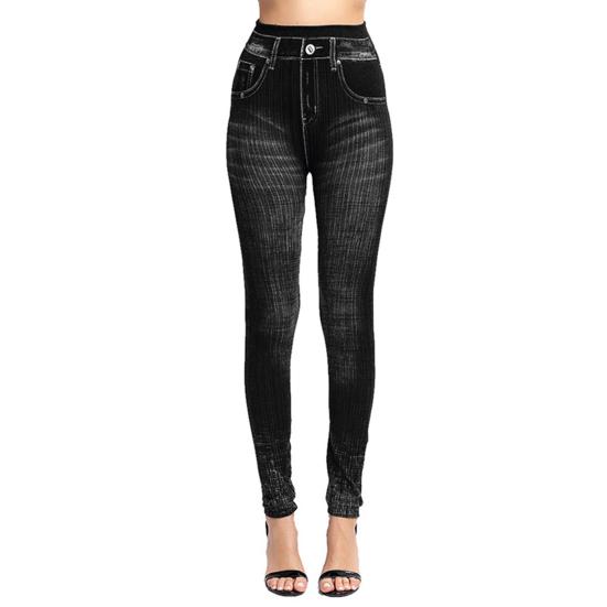 Fashion Choice Damen-Jeans-Leggings, dehnbar, imitiert, Denim-Leggings, hohe Taille, Röhrenhose M schwarz