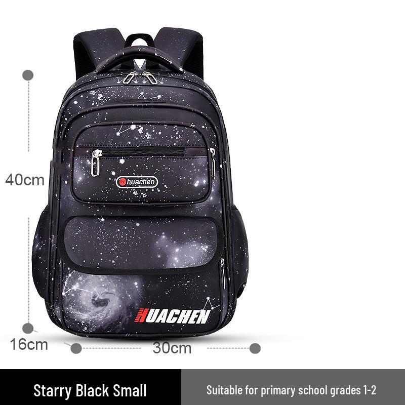 Sternenhimmel Wasserdichter Rucksack mit großem Fassungsvermögen für Jungen Klassen 1-6 mit Rückenschutz