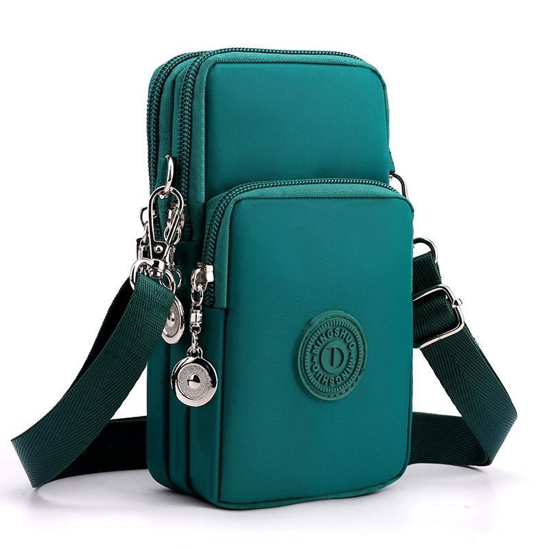 Neue Damen-Handytasche aus Nylon, Handytasche, Münzgeldbörse, Riemen, Umhängetasche, kleine Umhängetaschen für Damen, Geldbörse, Reisegeldbörse grün