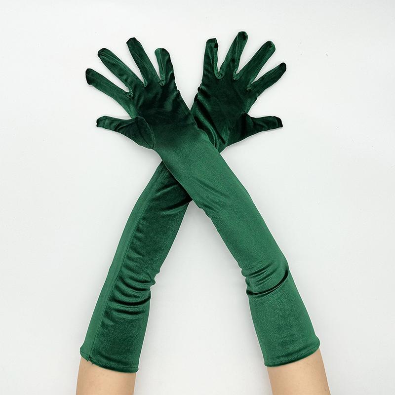 Damen 65cm/53cm Samt Lange Handschuhe Abendkleid Etikette Warme Handschuhe Retro Stil Bankett Elastizität 1920er Jahre Abend Oper Handschuhe One Size black